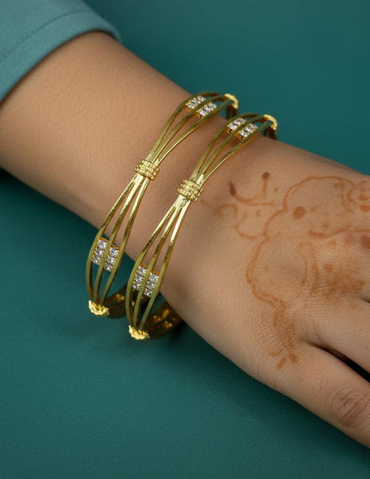 18k Gold Plated AntiTarnish AD stone Bangle (Pair)