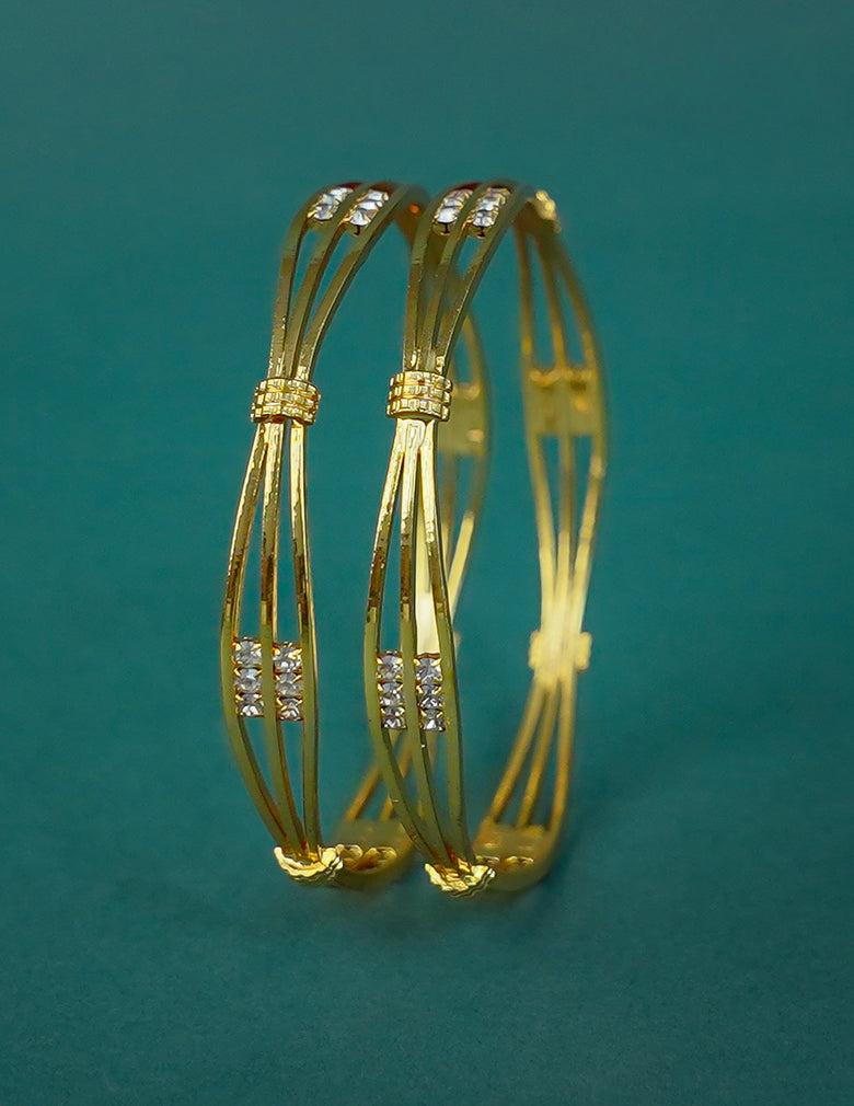 18k Gold Plated AntiTarnish AD stone Bangle (Pair)