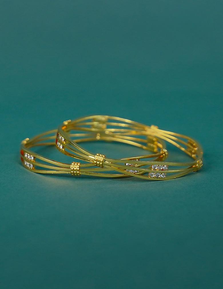 18k Gold Plated AntiTarnish AD stone Bangle (Pair)