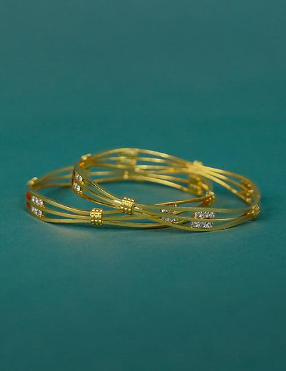 18k Gold Plated AntiTarnish AD stone Bangle (Pair)