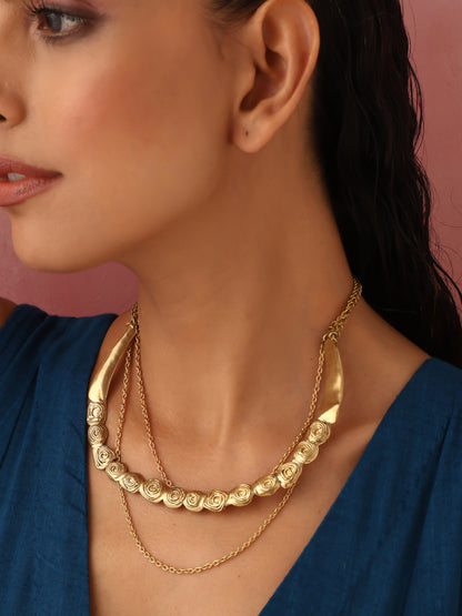 trueBrowns Brass Rose Layered Necklace