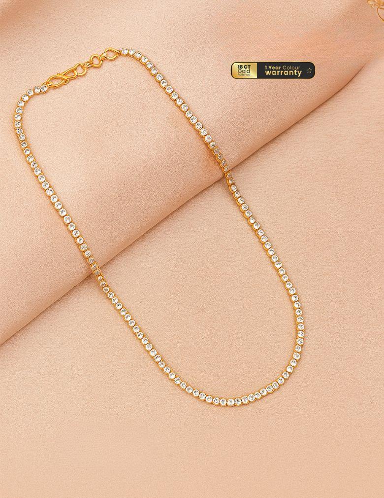 Anti Tarnish Gold toned Tennis chain Necklace LP- 48Hr Delivery