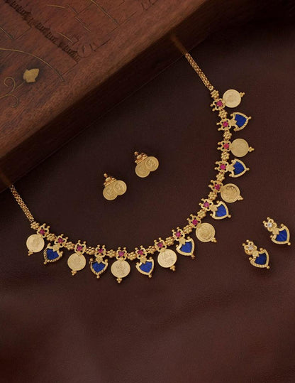 Gold tone palakka coin Necklace Earrings set LP- 48Hr Delivery