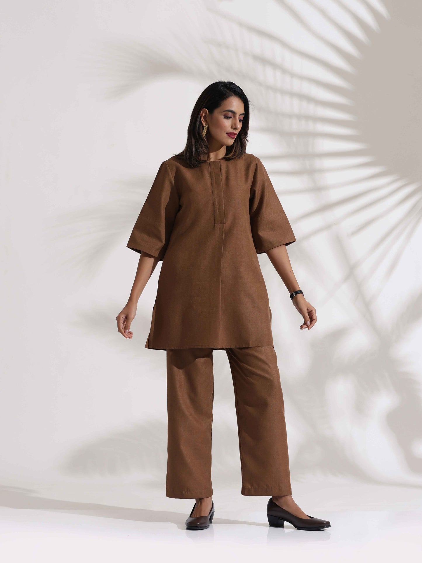 trueBrowns Brown Slub Co-ord Set