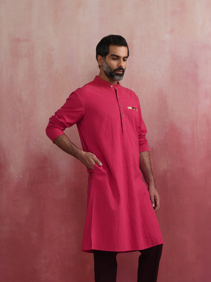 trueBrowns Men's Pink Mandarin Collar Kurta