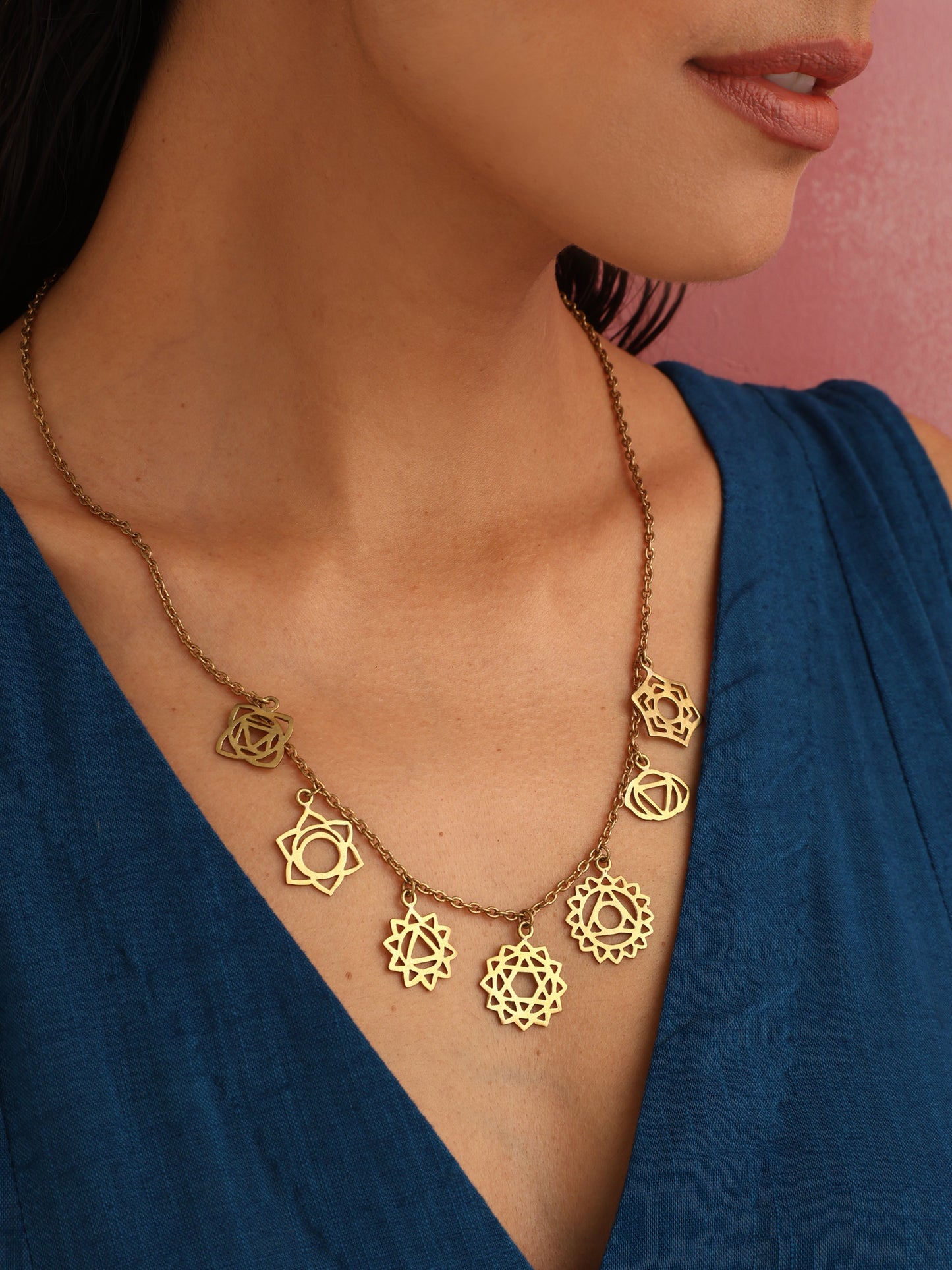 trueBrowns Brass Dangle Necklace