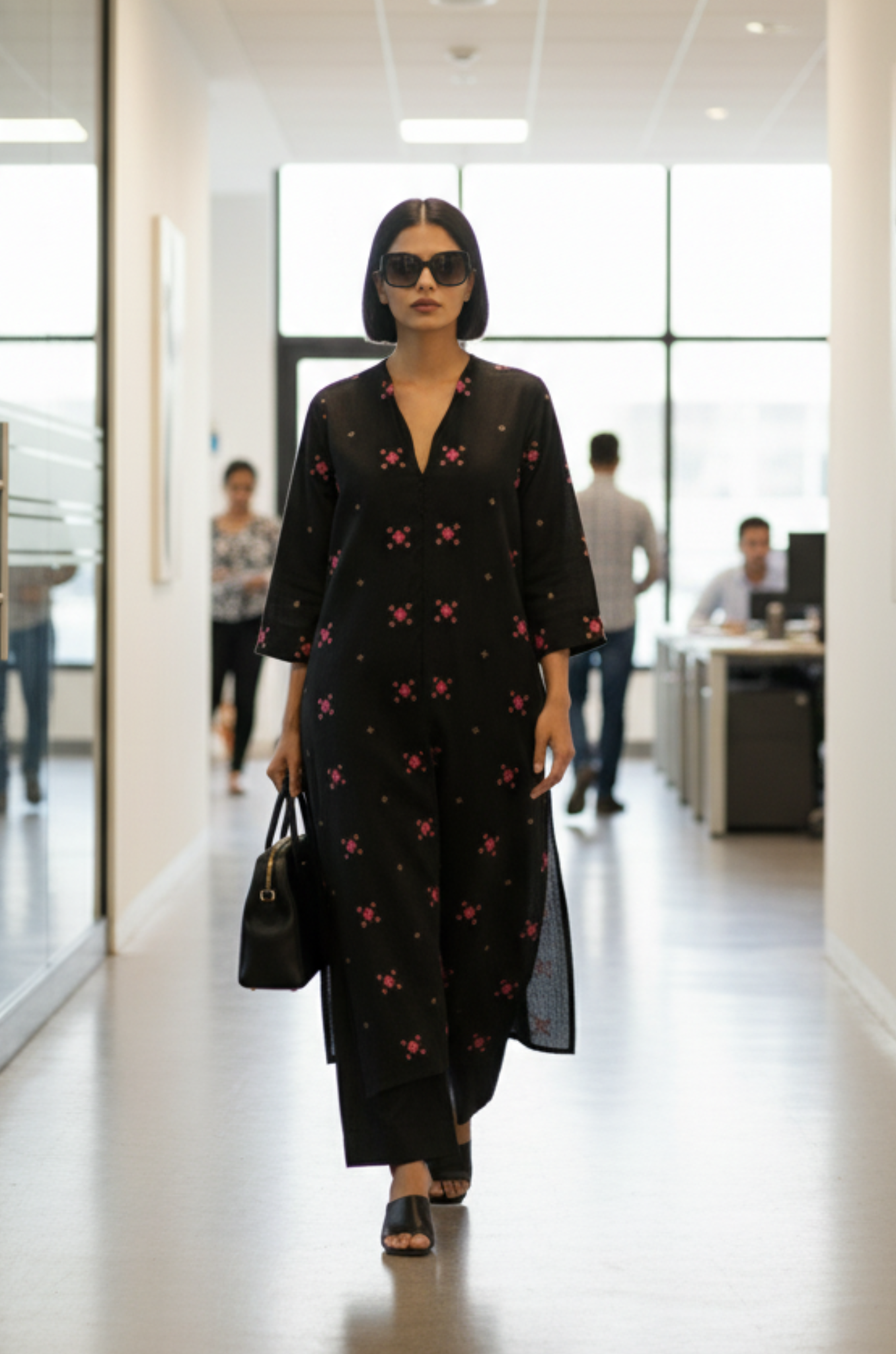 Maati  Midnight Spark Cotton Front Zipper A-Line Kurta