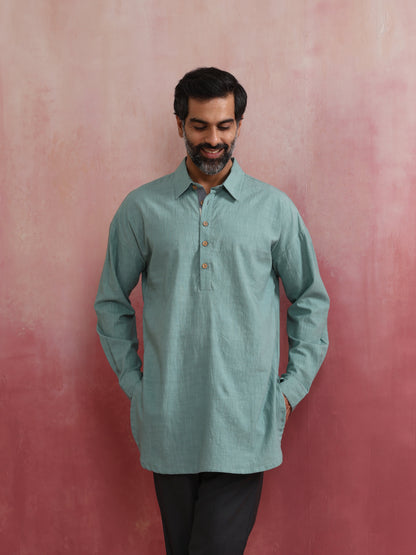 trueBrowns Men's Blue Cotton Kurta