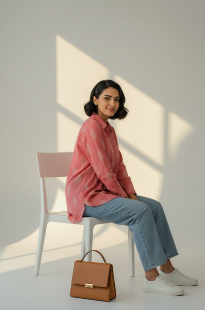 Maati  Coral Breeze Cotton Button Down Shirt