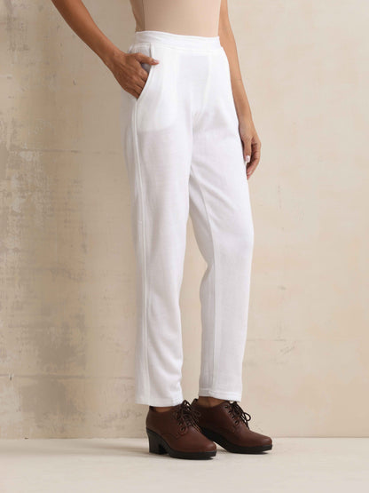 trueBrowns White Woollen Pants