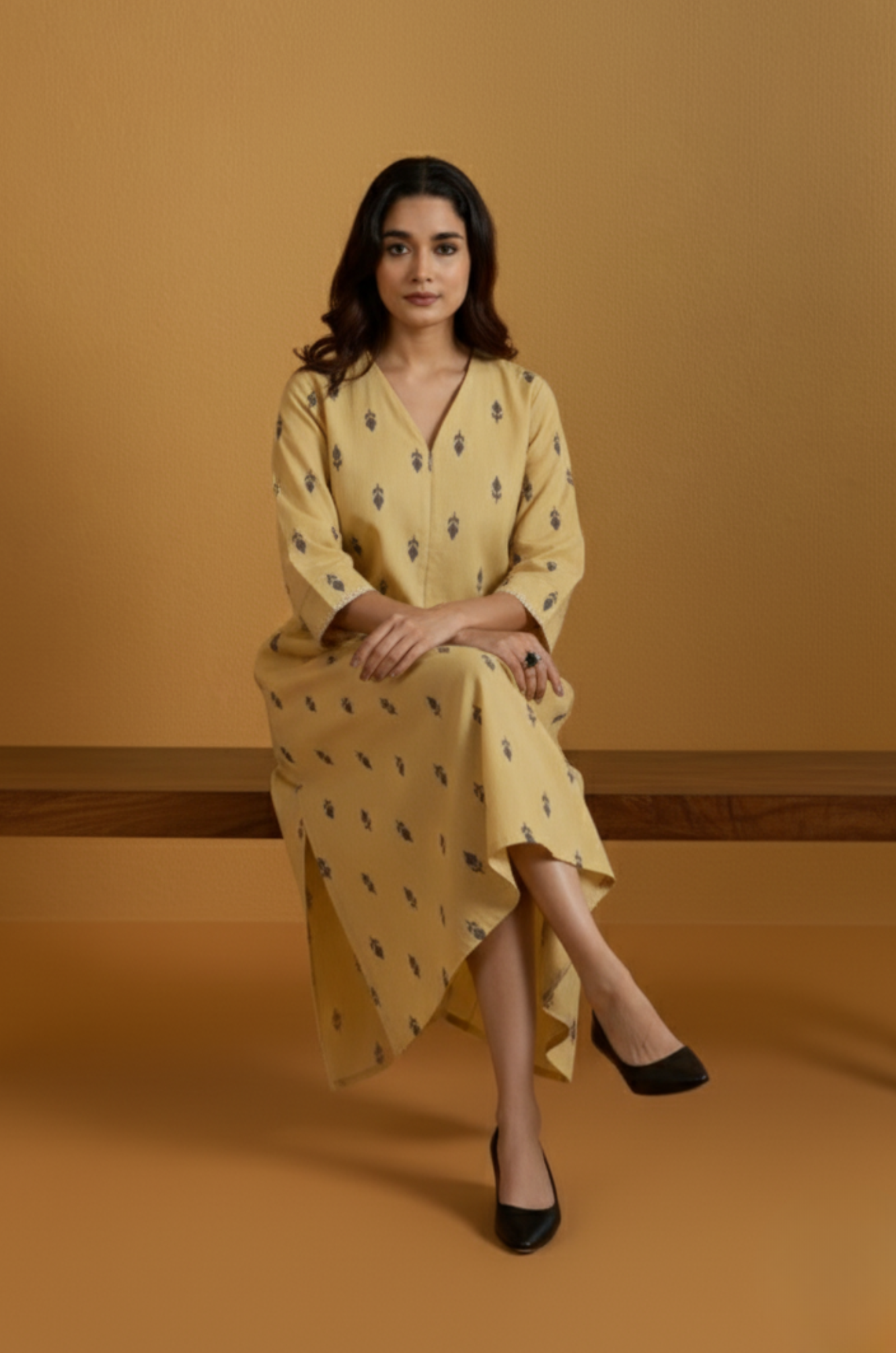 Maati  Sandstone Mist Cotton Front Zipper A-Line Kurta