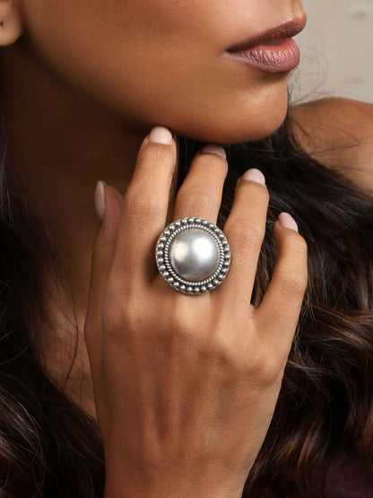 trueBrowns Silver Tone Dome Ring