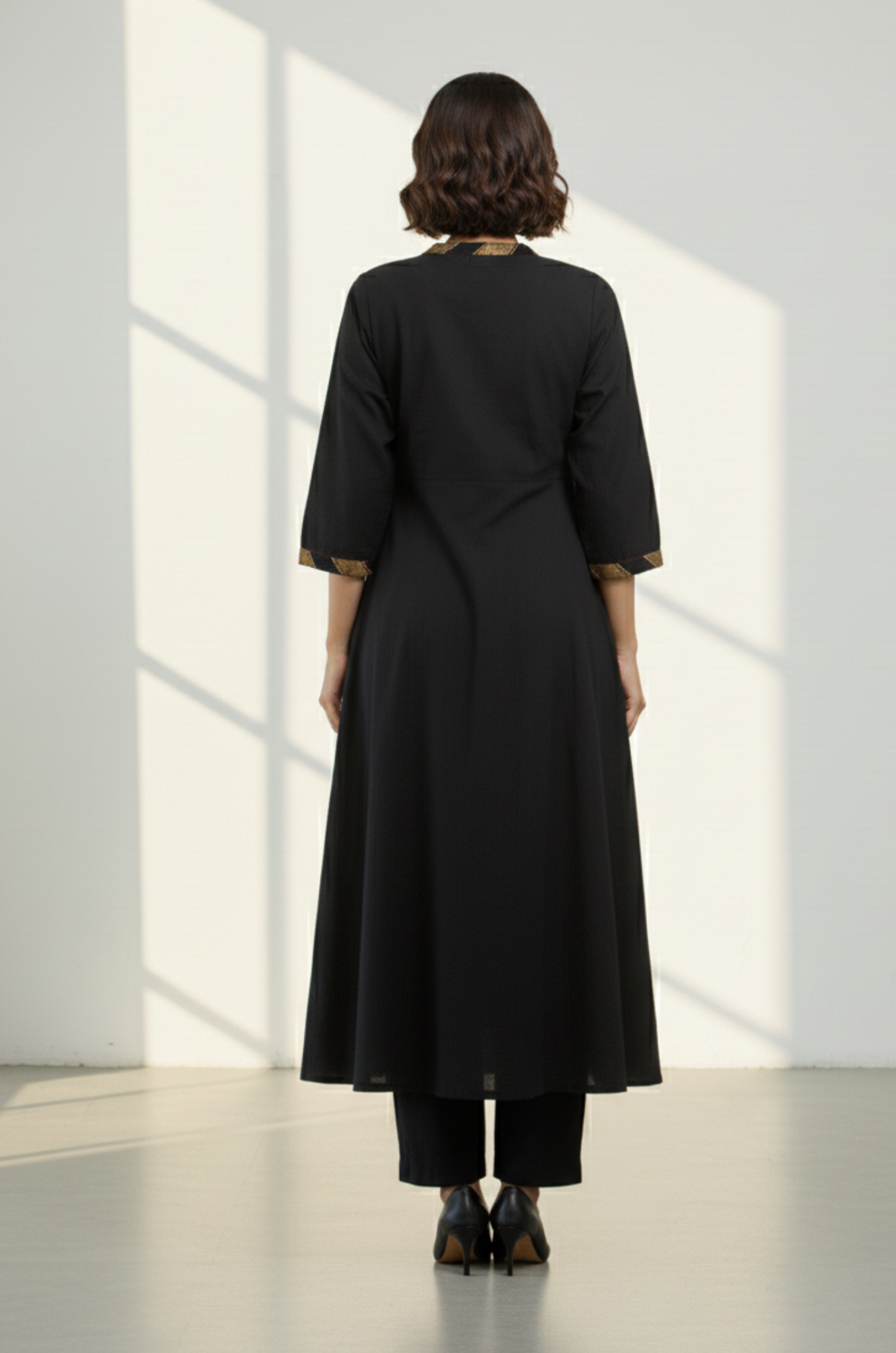 Maati  Golden Eclipse Tie-Up Cotton Angrakha Kurta