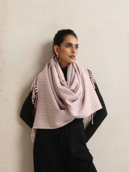 trueBrowns Pink Geometric Woven Stole