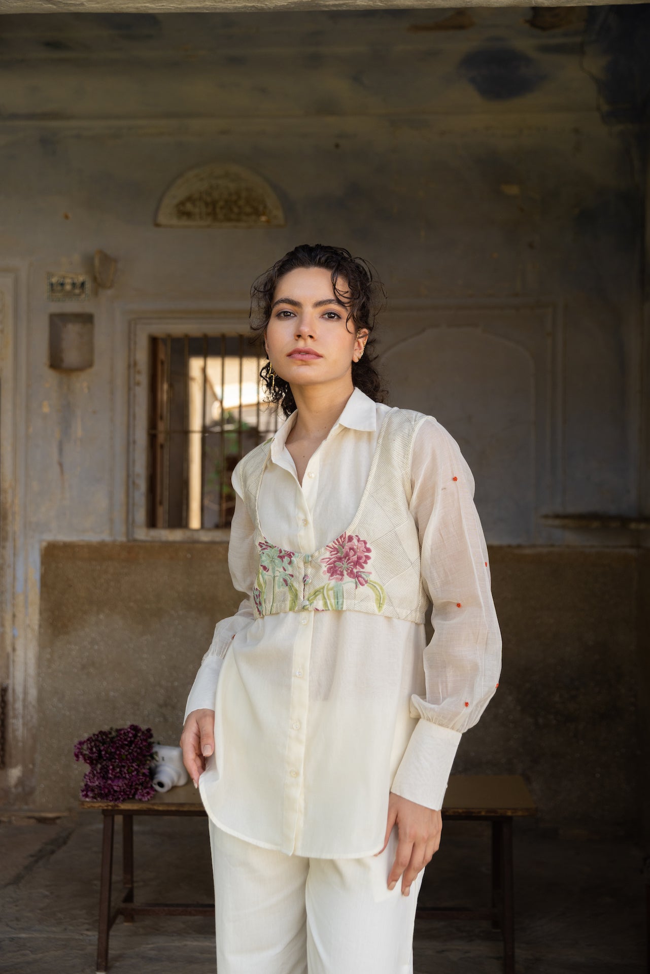 Anu Amala Cherry Blossom Chanderi Shirt