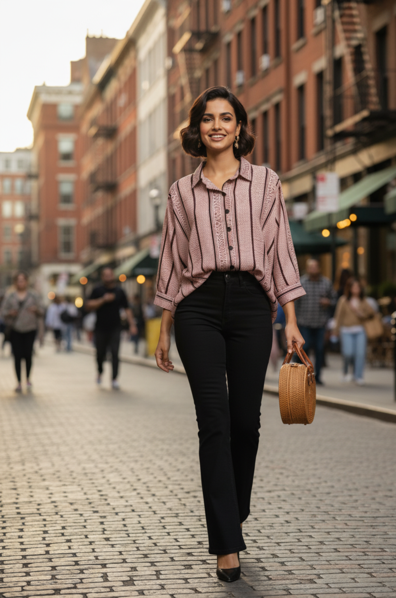 Maati  Noir Maze Handblock Printed Everyday Cotton Shirt