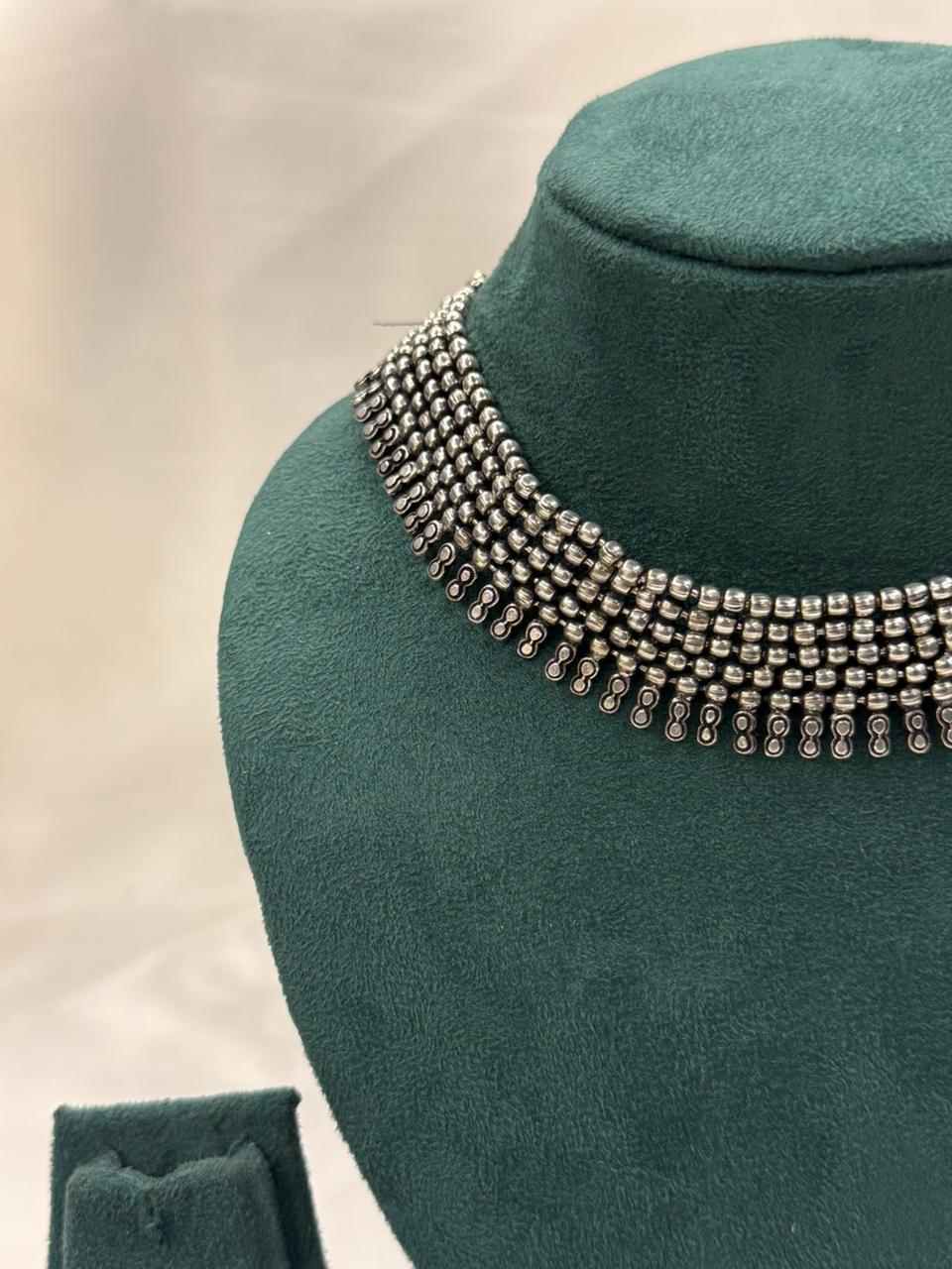 Oxidised 5 Layer Choker Necklace