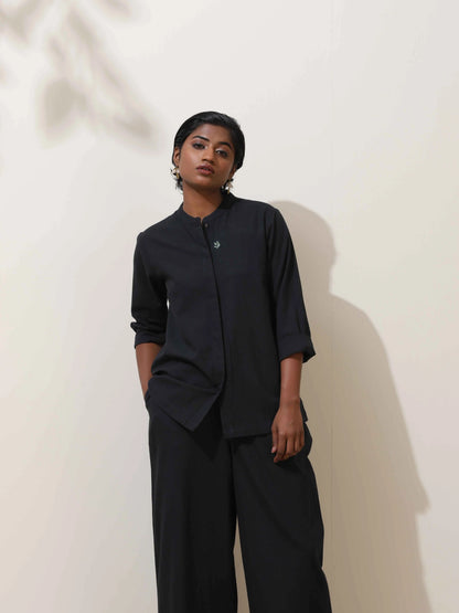 trueBrowns Black Cotton Linen Co-Ord Set