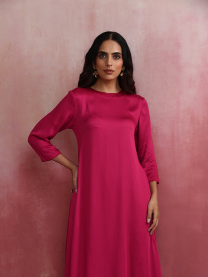 trueBrowns Magenta Highlow Modal Kurta Set