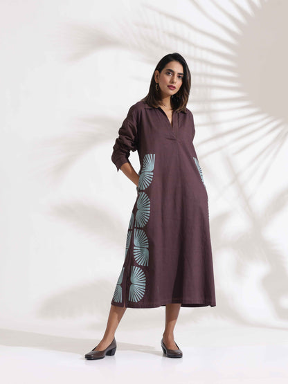 trueBrowns Cola Cotton Print A-line Dress