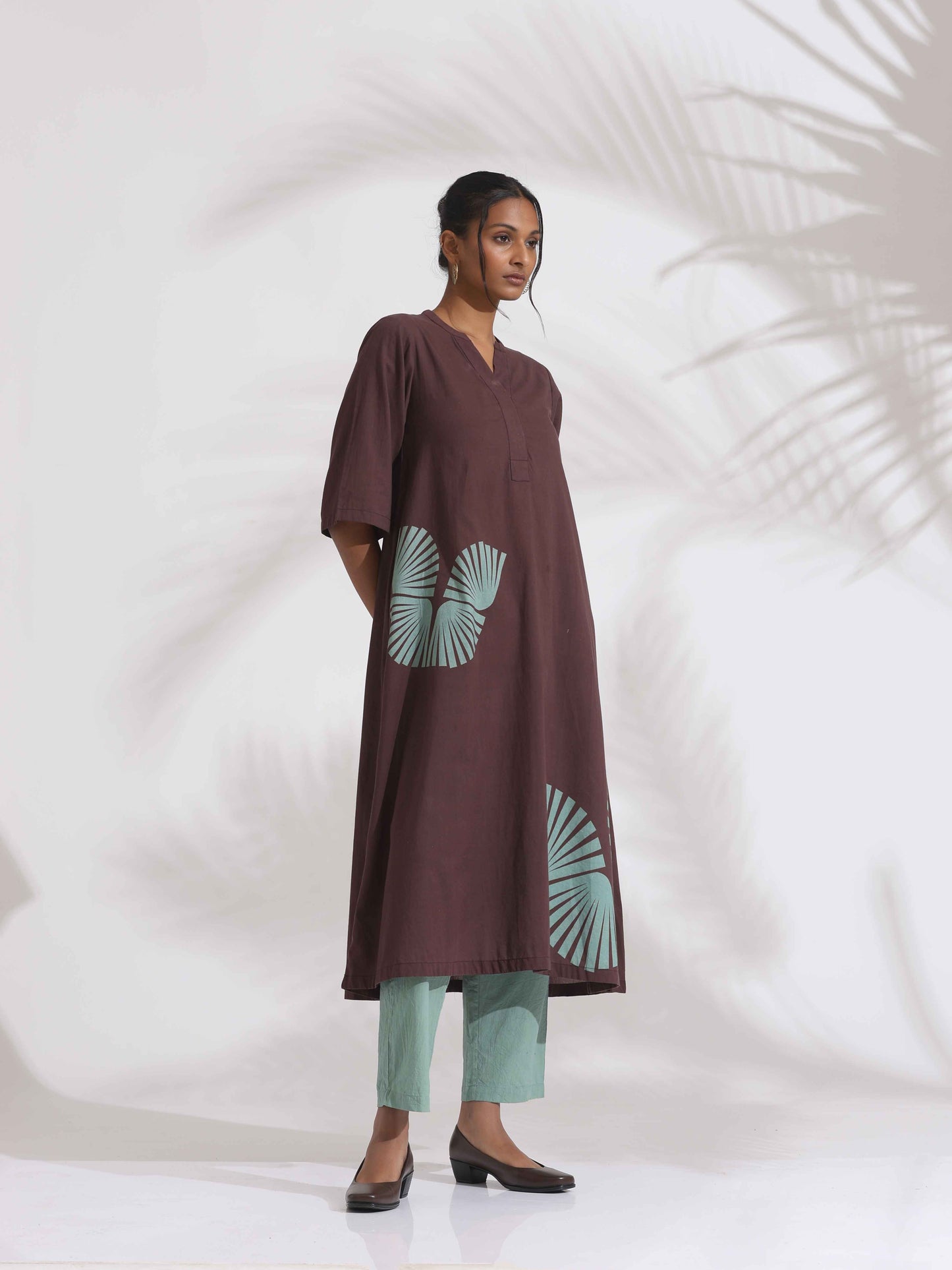 trueBrowns Cola Cotton Print Flared Kurta Set