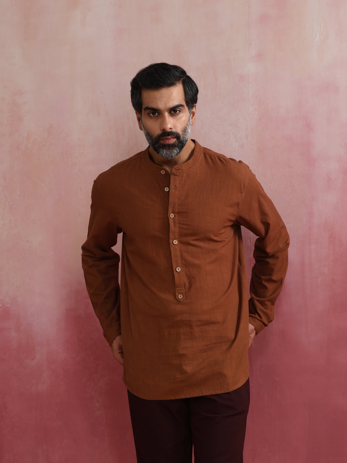 trueBrowns Men's Brown Cotton Kurta