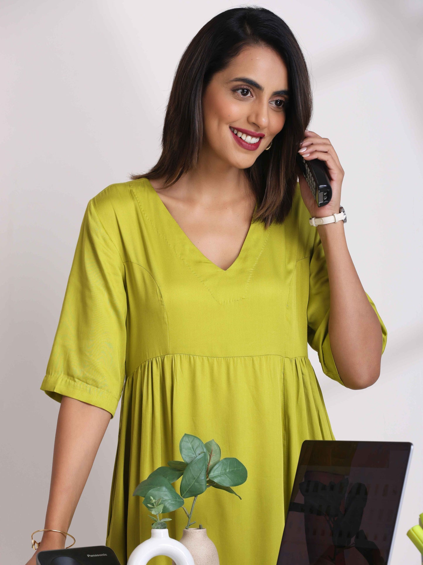 trueBrowns Modal Lime Green Dress