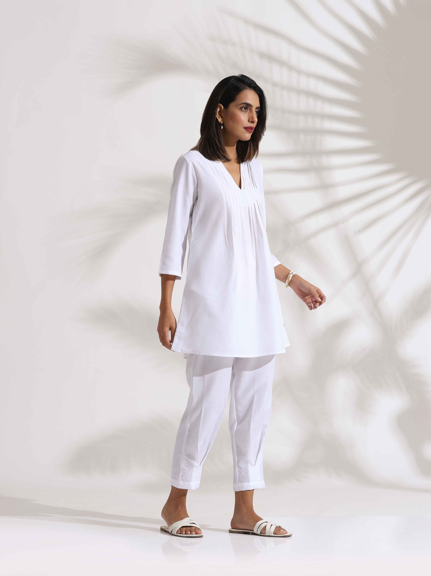 trueBrowns White Slub Co-ord Set
