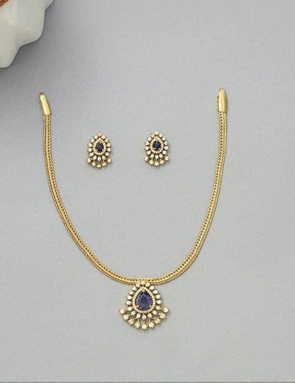 Premium Antique Traditional AD Pendant Short Necklace Earrings LP- 48Hr Delivery