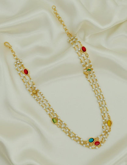 Premium Pearl Layer with Semi Precious Stone Necklace LP - 48Hr Delivery