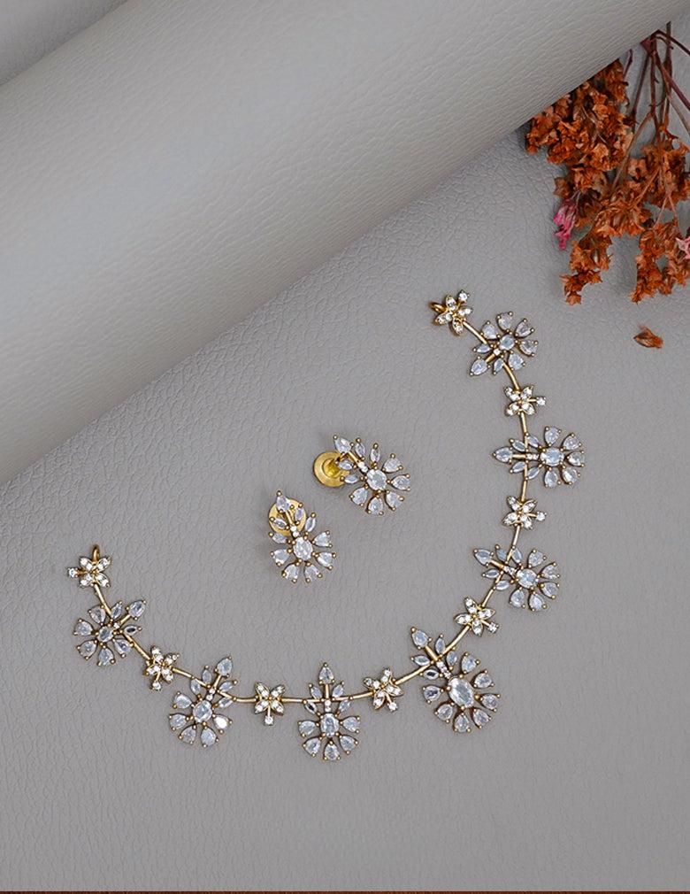 AD Stone Necklace Earring Set