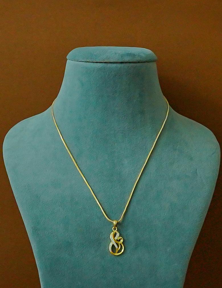 18k Gold Plated AntiTarnish AD Stone Pendant Simple Necklace