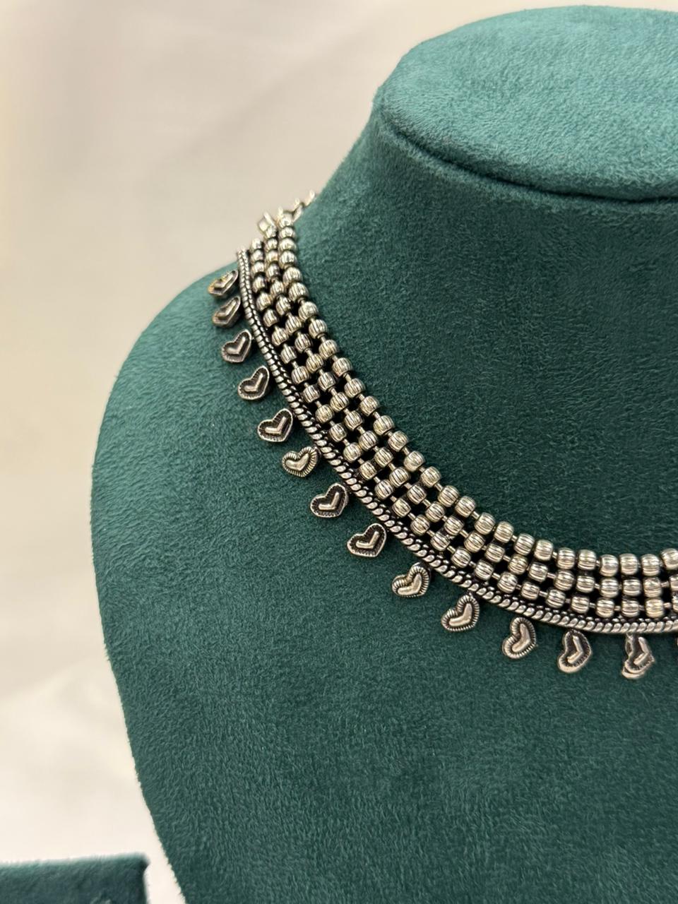 Oxidised 3 Layer Choker Necklace