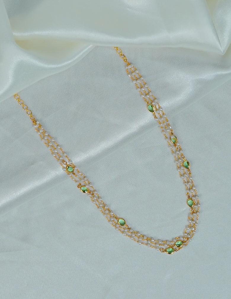 Premium Pearl Layer with Semi Precious Stone Necklace LP - 48Hr Delivery
