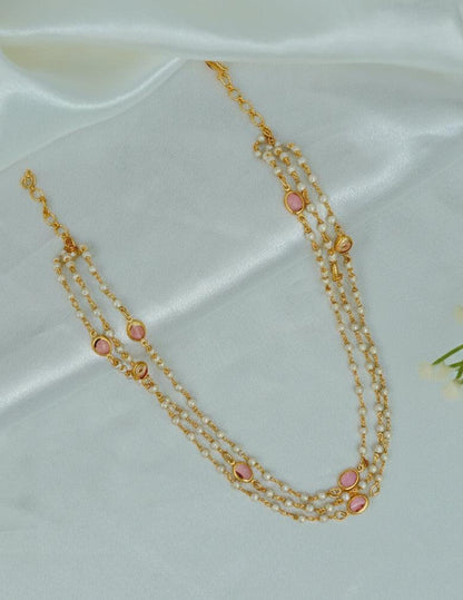 Premium Pearl Layer with Semi Precious Stone Necklace LP - 48Hr Delivery