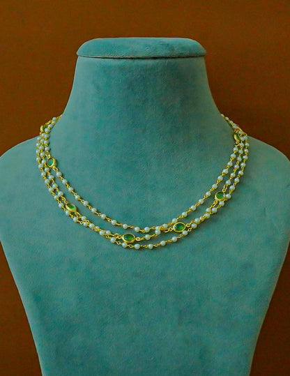 Premium Pearl Layer with Semi Precious Stone Necklace LP - 48Hr Delivery