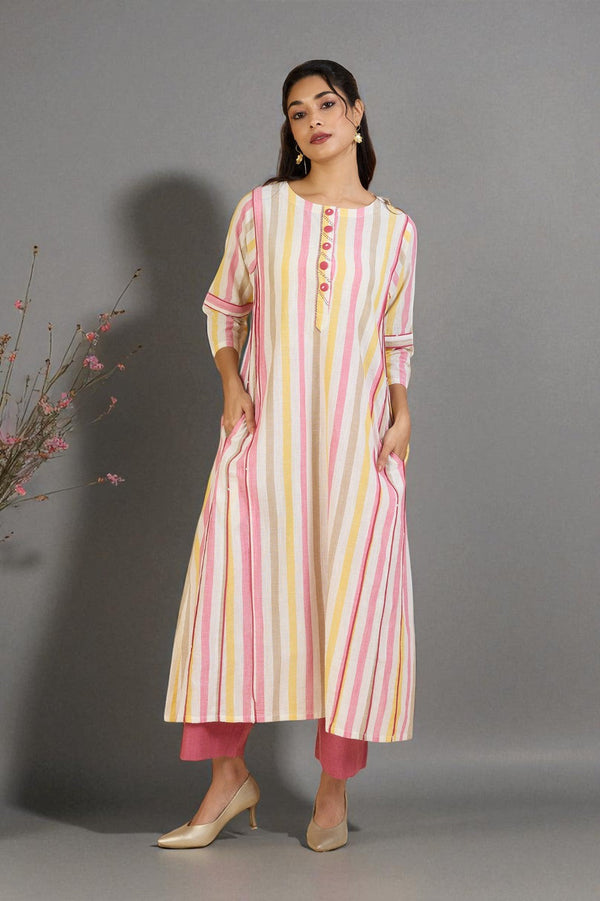 Maati Craft Sunbeam Stripes Kalidar Choga Kurta