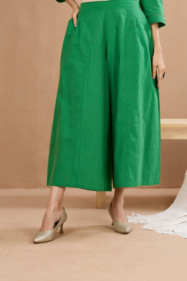 Maati Craft box pleated culotte - parrot green