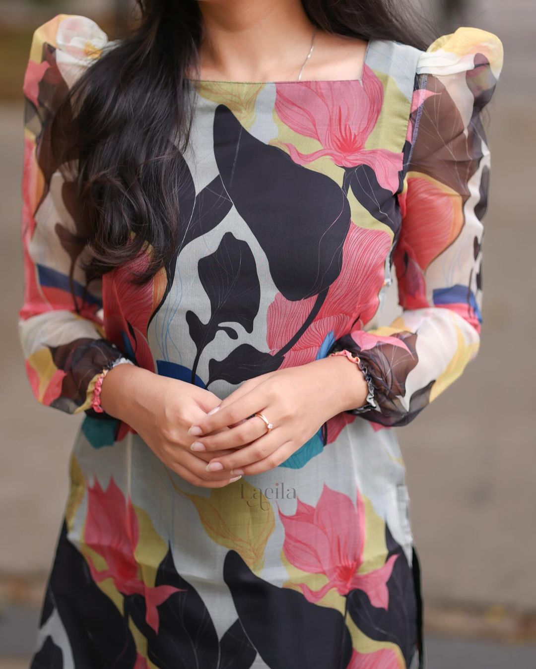 Studio Black Multi-Color Organza top