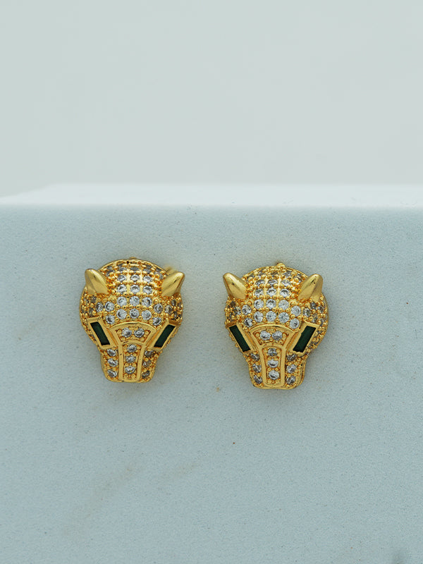 Golden Panther Head Studs