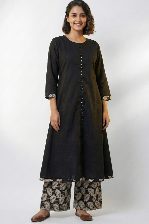 Maati Charcoal Chic Pop Potli Anarkali Kurta Kurta