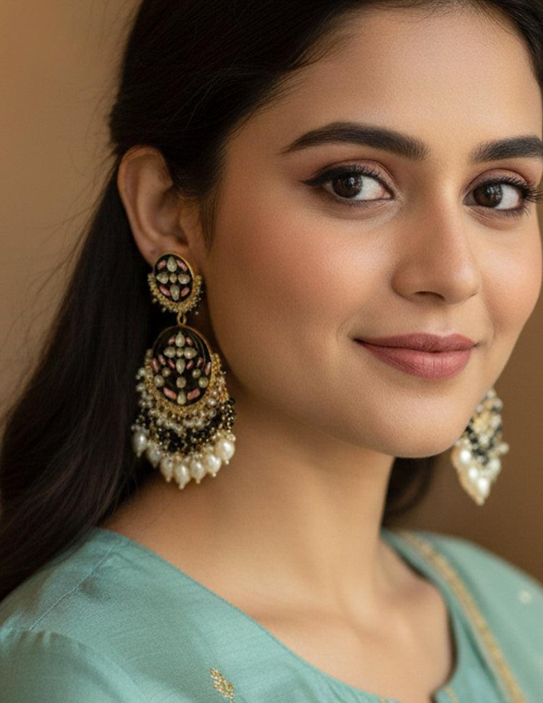 Meenakari Kundan Long Earrings