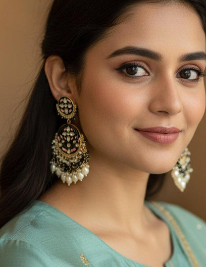 Meenakari Kundan Long Earrings
