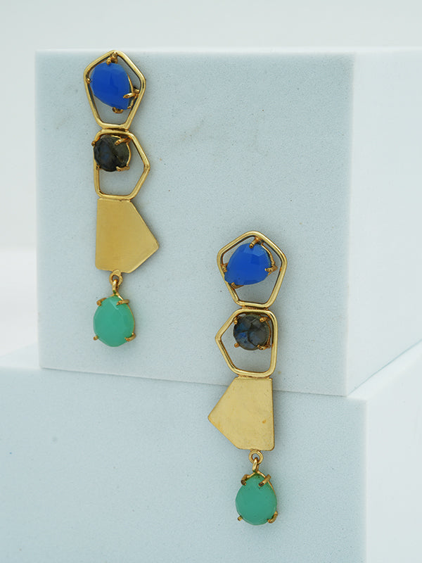 Geometric Droplet Stone Earrings