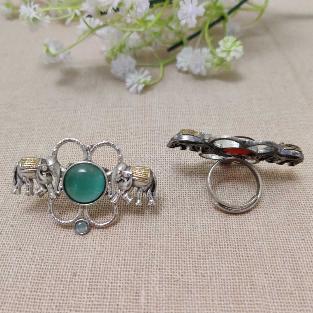 Elephant silver look alike ring