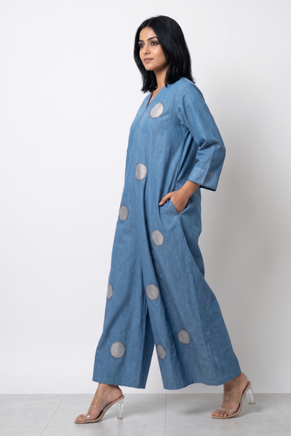 Skyloom Cotton Front Zipper Cotton Jumpsuit With Pockets & Sleeves