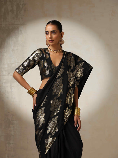 trueBrowns Black Metallic Blouse