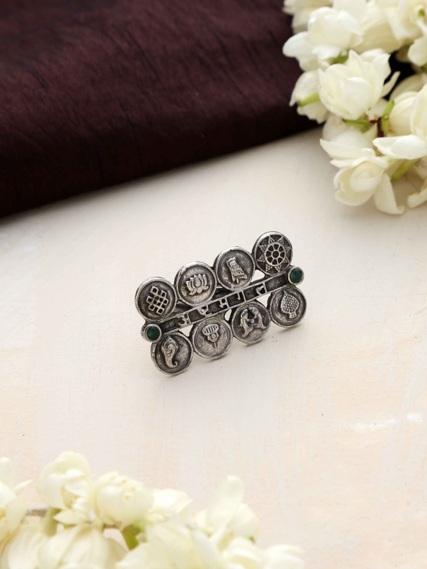 trueBrowns Silver Tone Abstract Sign Ring