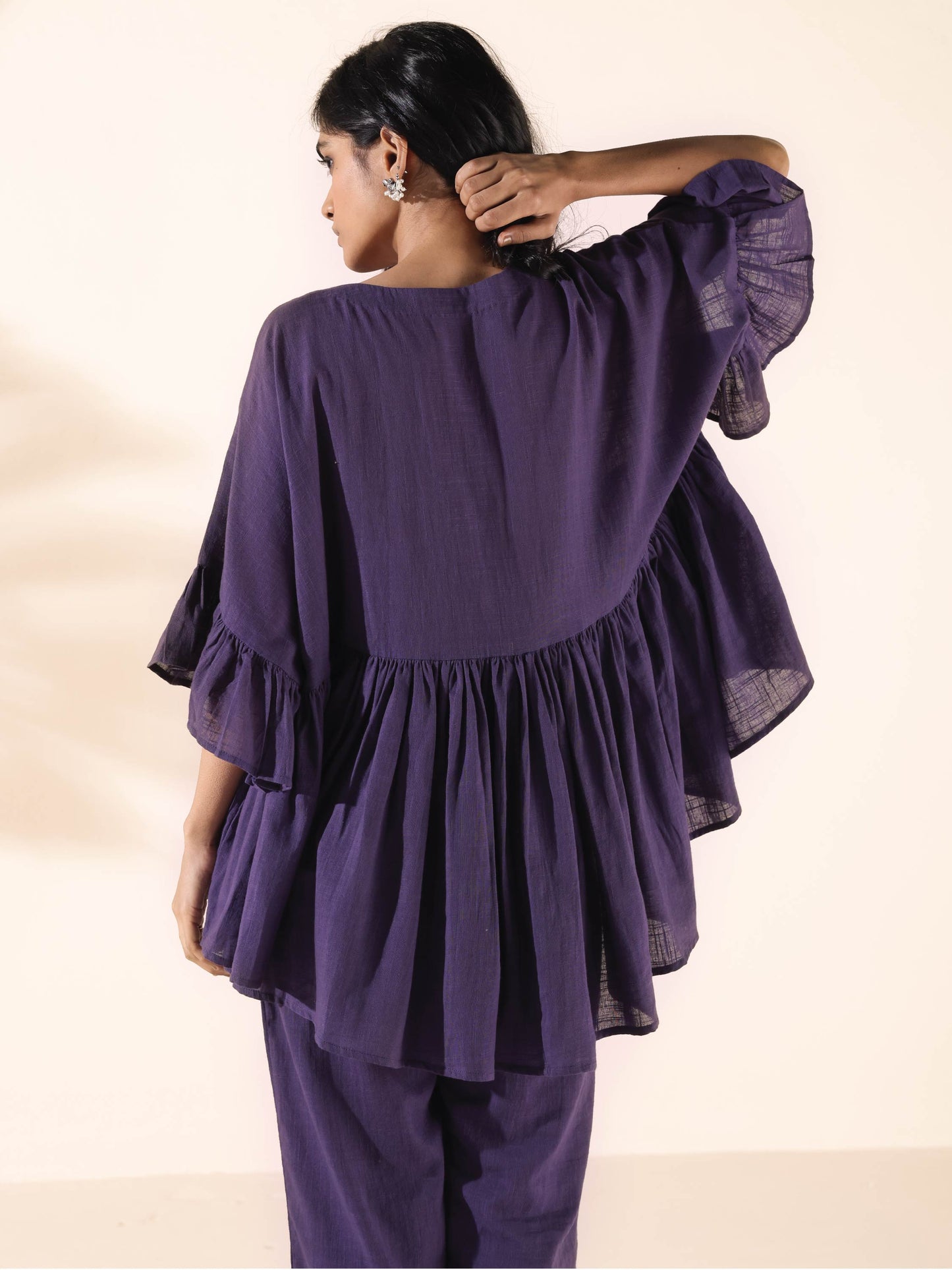 trueBrowns Purple Cotton Flared Co-ord Set