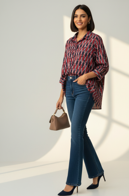 Maati  Midnight Everyday Ikat Cotton Shirt